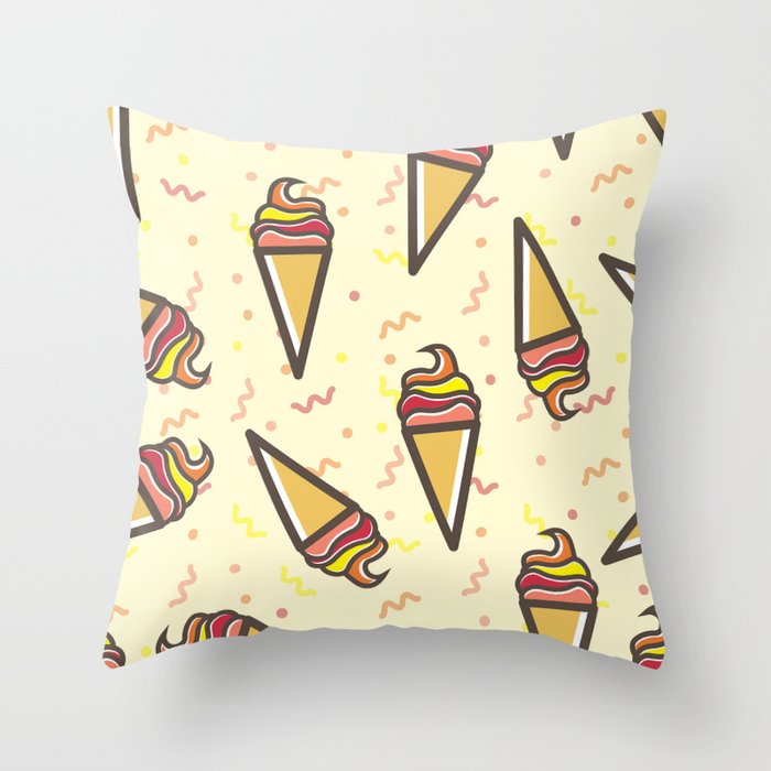 Ice Cream Cone Repeat Pattern Throw Pillow