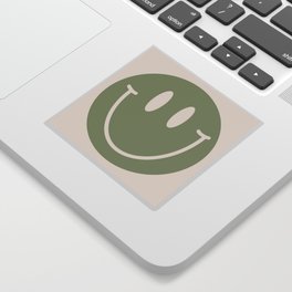 Sage Green Smiley Face Sticker
