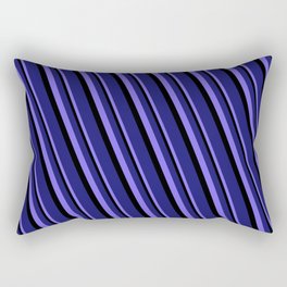 [ Thumbnail: Medium Slate Blue, Black, and Midnight Blue Colored Stripes Pattern Rectangular Pillow ]