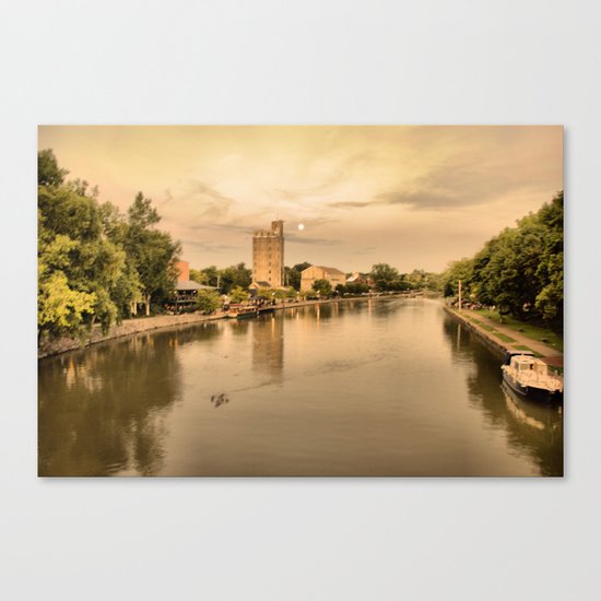 sunset on the canal Canvas Print