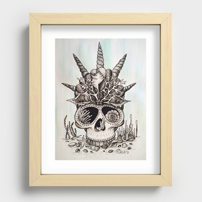 Mermaid Skull - Color Recessed Framed Print