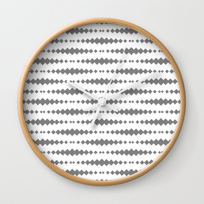 Grey Geometric Horizontal Striped Pattern Wall Clock