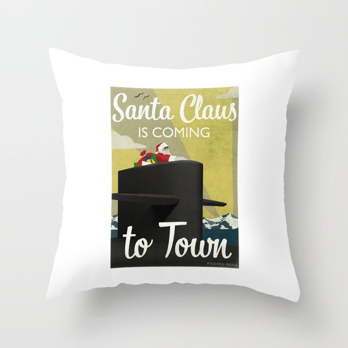 Submarine Santa Throw Pillow