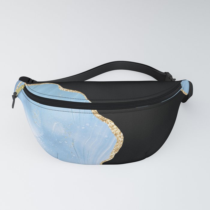 Blue & Gold Glitter Agate Texture 01 Fanny Pack