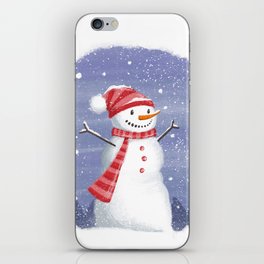 Snowman with Red Scarf iPhone Skin