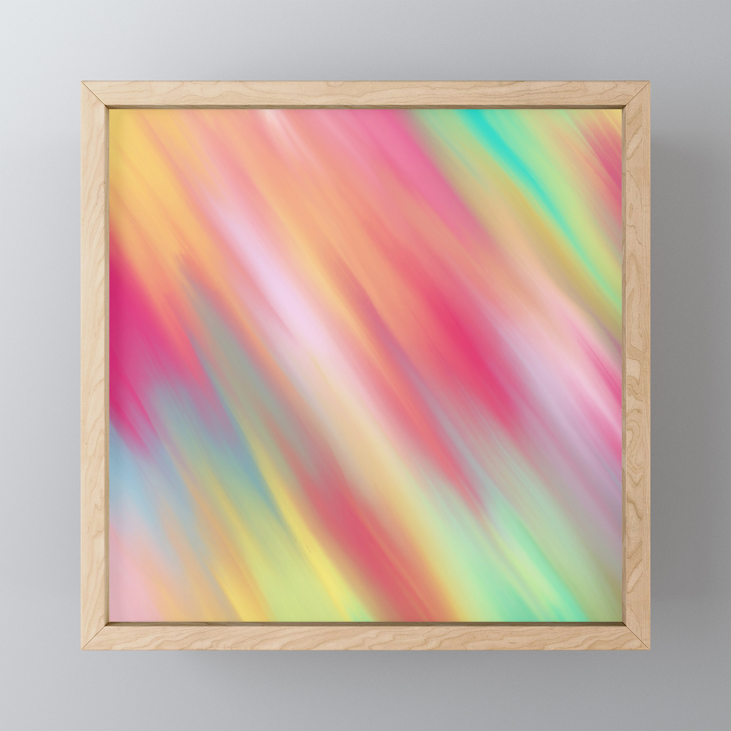 Artsy Neon Pink Yellow Abstract Modern Brushstroke Framed Mini Art