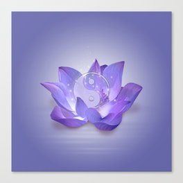 Very Peri Lotus and Yin Yang Canvas Print