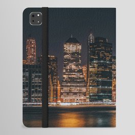 Manhattan skyline at night in New York City iPad Folio Case
