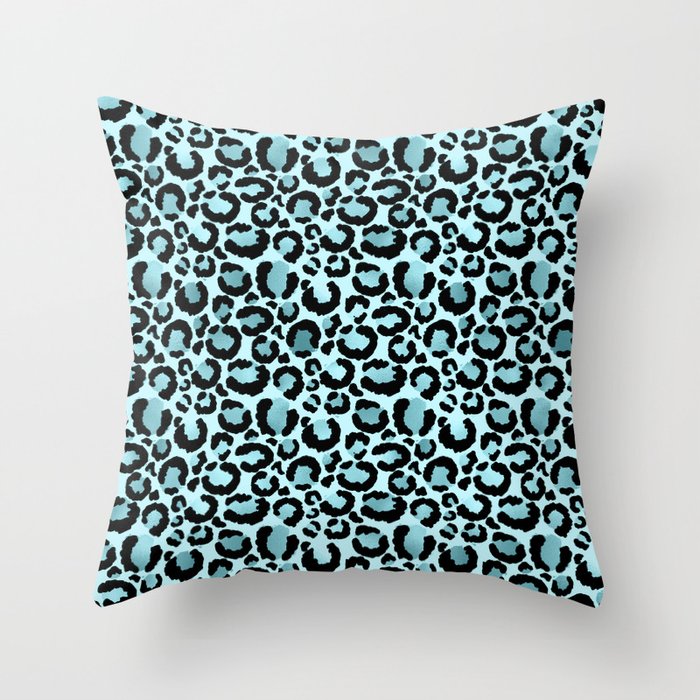 Light Blue Leopard Print  Throw Pillow
