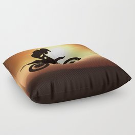 Mountain Motorcycle Adventure - Gold Floor Pillow