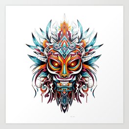 South American Tribal Mask Inspired Design Art Print