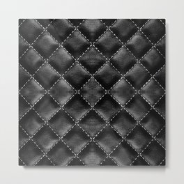 Quilted black leather pattern, bag design Metal Print