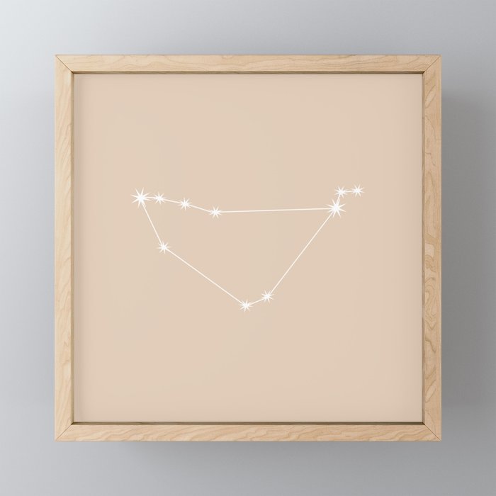 CAPRICORN Neutral Tan – Zodiac Astrology Star Constellation Framed Mini Art Print