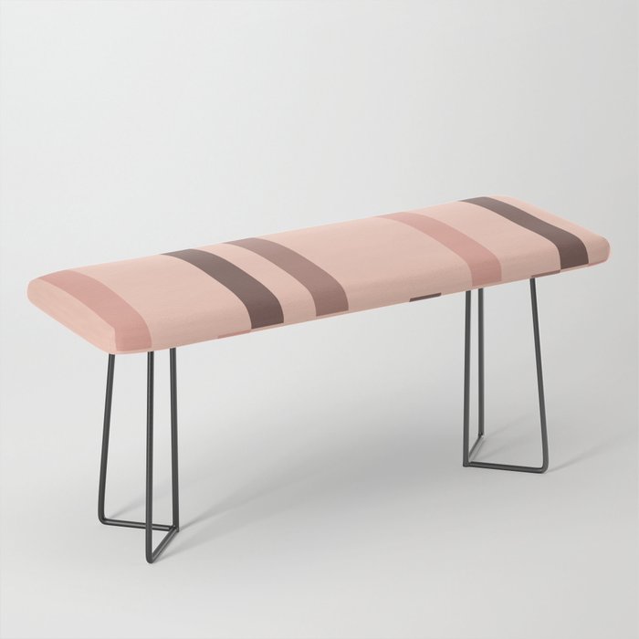 Retro Abstract Art Lines Light Salmon Pink Bench
