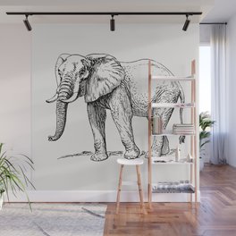 Elephant Illustration Wall Mural