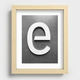 Vintage 3D sign letter E. Photo art. Black and white colored. Recessed Framed Print