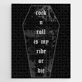 Rock and Roll is My Ride or Die Coffin Typography Jigsaw Puzzle