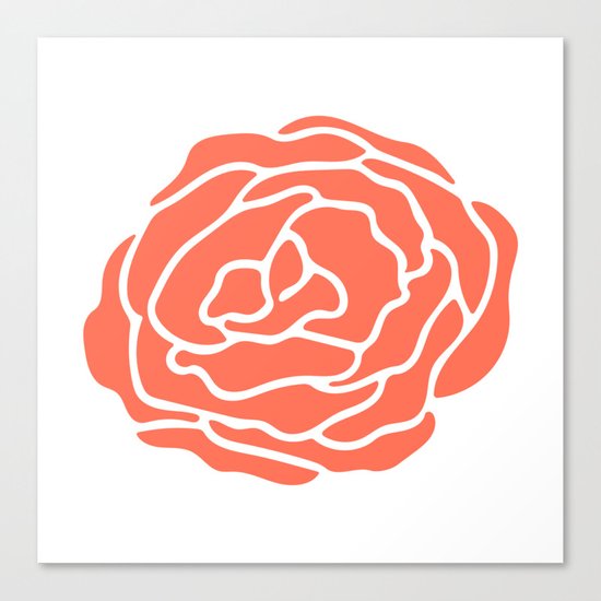 Rose Deep Coral on White Canvas Print