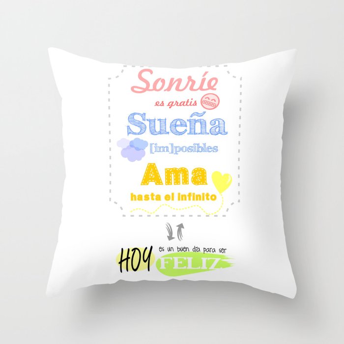 {ESP} SONRÍE · SUEÑA · AMA Throw Pillow
