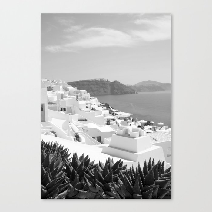 Santorini Oia Bliss Black & White #1 #wall #decor #art #society6 Canvas Print