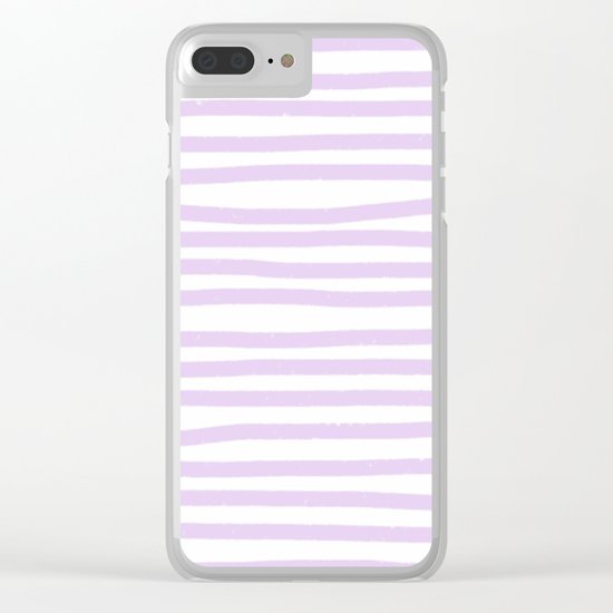Lilac Stripes Horizontal Clear iPhone Case