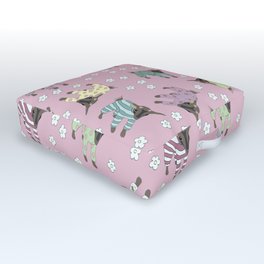 Pajama'd Baby Goats - Pink Outdoor Floor Cushion