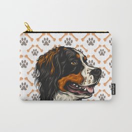 Love My Bernese Mountain Dog With Bones And Paws Pattern For Dog Lovers Carry-All Pouch