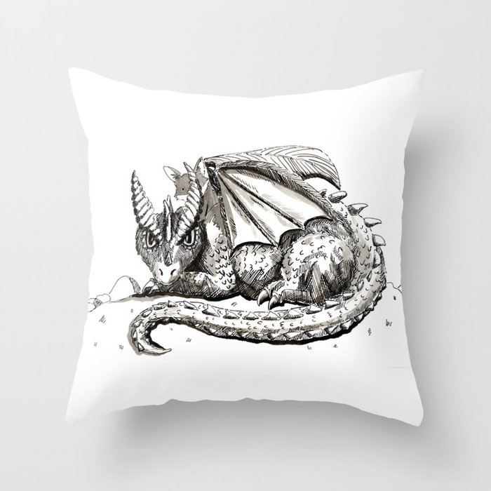 Dragon and Fox Throw Pillow