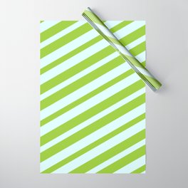 [ Thumbnail: Green & Light Cyan Colored Lines/Stripes Pattern Wrapping Paper ]