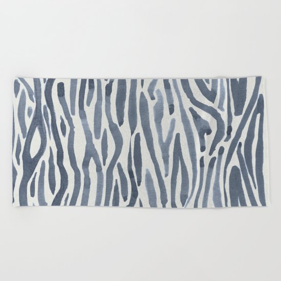 Simply Bonsai Lines in Green Tea and Lunar Gray Beach Towel