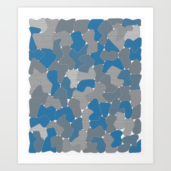 Blue Wall Etching Art Print