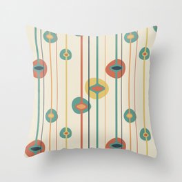 Teal, Orange and Yellow Mid Century Modern Baubles 27 Throw Pillow