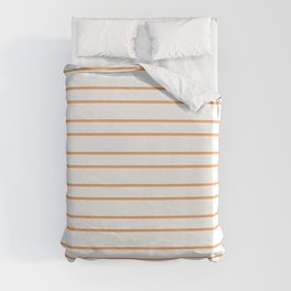 [ Thumbnail: White & Brown Colored Lines/Stripes Pattern Duvet Cover ]