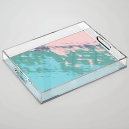 Brush - Abstract Colourful Art Design in Turquoise Acrylic Tray