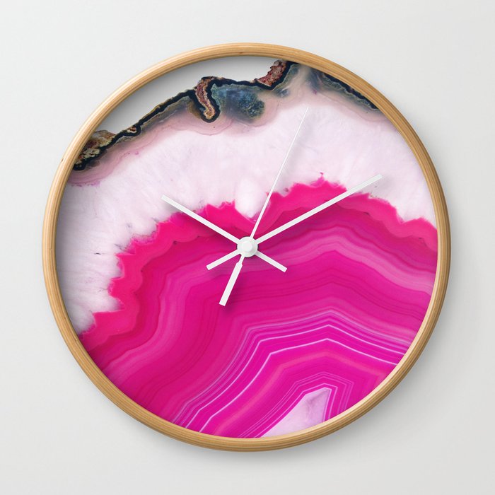 Pink Agate Slice Wall Clock