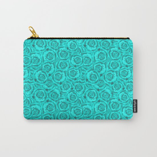 Roses . Neon turquoise . Carry-All Pouch