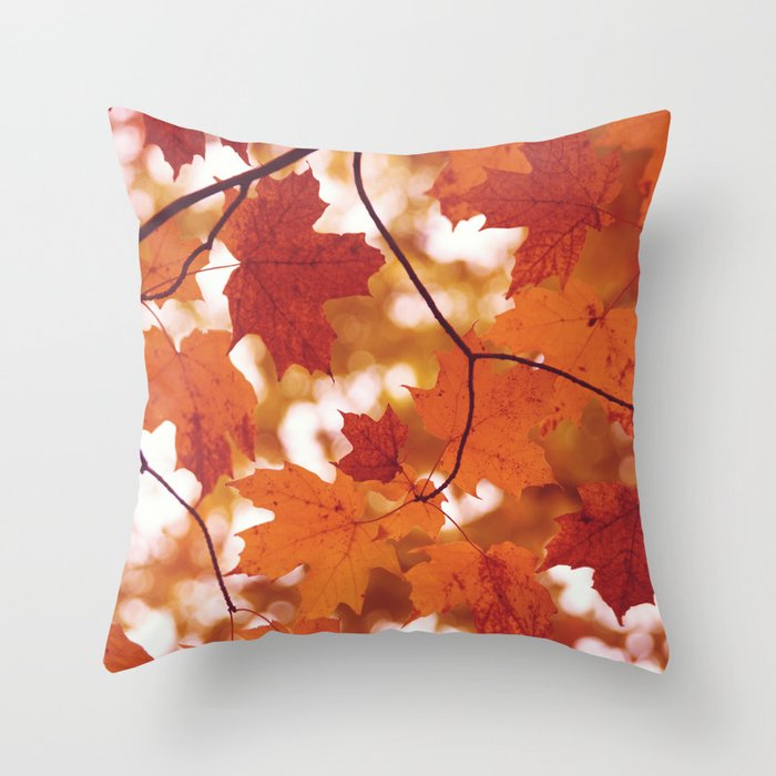 Fluttering from the Autumn tree Throw Pillow