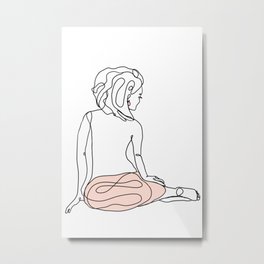 Female in the towel  Metal Print | Lineillustration, Abstractart, Abstractfemale, Womandrawing, Digital, Linewoman, Womanintowel, Womansitting, Linedrawing, Linefemale 