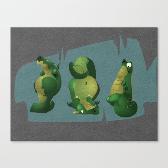 3 dragons in a cave Canvas Print