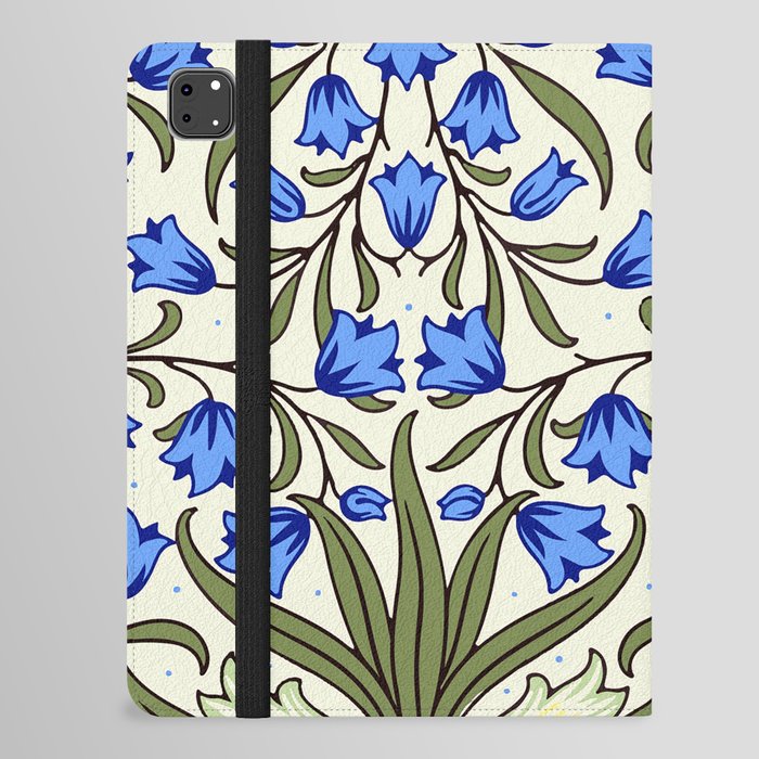  Modern William Morris Blue Floral Leaves Pattern  iPad Folio Case