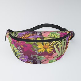 Tropical heaven dark red background  Fanny Pack