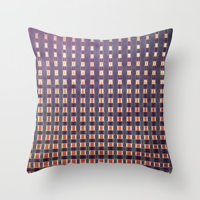 Rustic Harmony: Brown and Purple Grid Lines Throw Pillow