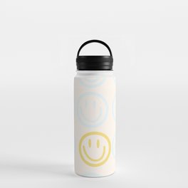 Preppy Smiley Face - Blue and Yellow Water Bottle