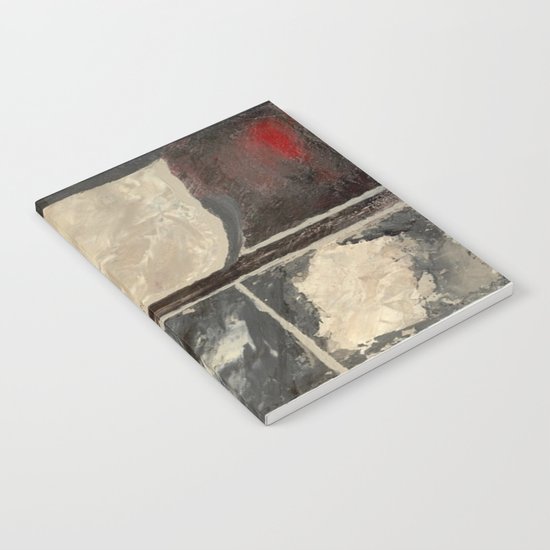 Textured Marble Popular Painterly Abstract Pattern - Black White Gray Red Notebook