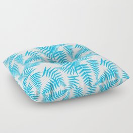 Turquoise Silhouette Fern Leaves Pattern Floor Pillow