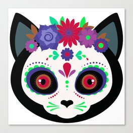 Day of the Dead Cat Art Canvas Print