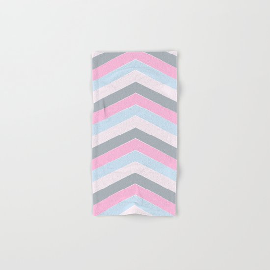 Different pastel colors pink blue grey-chevron-herringbone pattern Hand & Bath Towel