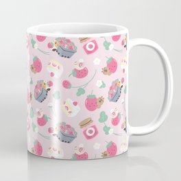 Bubu and Moonch, Guinea pig and Capybara Strawberry Season Pattern Coffee Mug