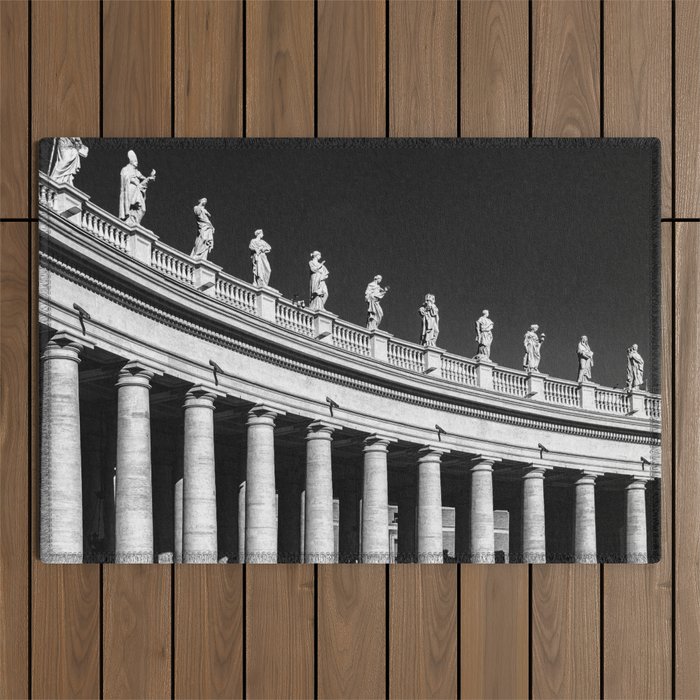 Italy Photography - Statues In St.Peter's Square Outdoor Rug