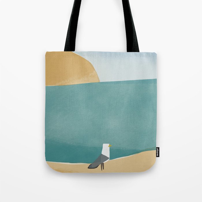 Lone seagull by the beach Tote Bag
